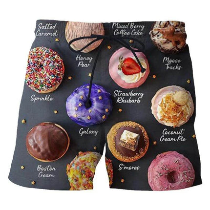 Men 3D Food Donut Chocolate Pattern Boardshorts - Boardshorts - Cute Sphere - Mad Fly Essentials