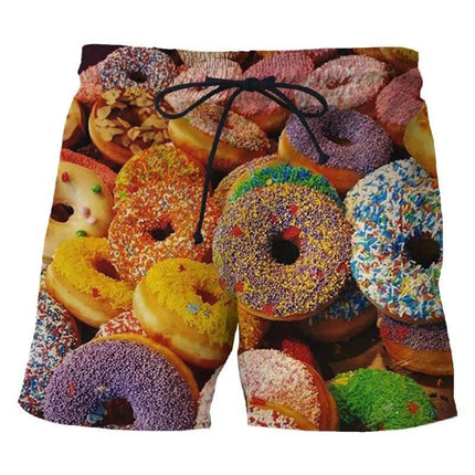 Men 3D Food Donut Chocolate Pattern Boardshorts - Boardshorts - Cute Sphere - Mad Fly Essentials