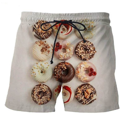 Men 3D Food Donut Chocolate Pattern Boardshorts - Boardshorts - Cute Sphere - Mad Fly Essentials