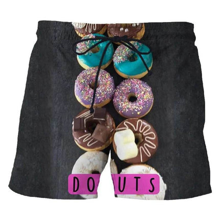 Men 3D Food Donut Chocolate Pattern Boardshorts - Boardshorts - Cute Sphere - Mad Fly Essentials