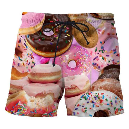 Men 3D Food Donut Chocolate Pattern Boardshorts - Boardshorts - Cute Sphere - Mad Fly Essentials