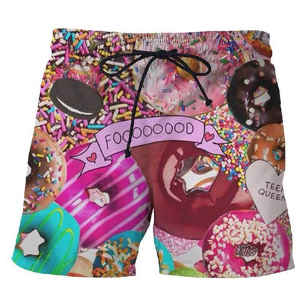 Men 3D Food Donut Chocolate Pattern Boardshorts - Mad Fly Essentials