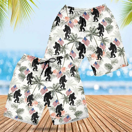 Men 3D Funny Graphic Bigfoot Boardshorts - Boardshorts - Champrint - Mad Fly Essentials