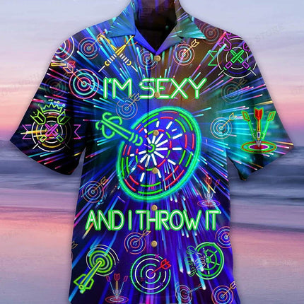 Men 3D Happiness Darts Throwing Hawaiian Beach Shirt - Shirt - oufisun - Mad Fly Essentials