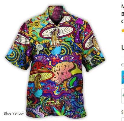 Men 3D Mushroom Fashion Hawaiian Lapel Shirt - Shirt - Animal Elements - Mad Fly Essentials