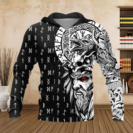 Men 3D Odin Viking Medieval Pullover Hoodies - Hoodies - PLstar Cosmos - Mad Fly Essentials