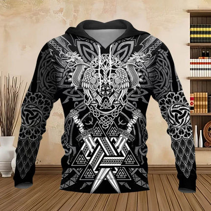 Men 3D Odin Viking Medieval Pullover Hoodies - Hoodies - PLstar Cosmos - Mad Fly Essentials