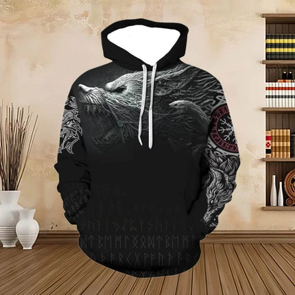 Men 3D Odin Viking Medieval Pullover Hoodies - Hoodies - PLstar Cosmos - Mad Fly Essentials