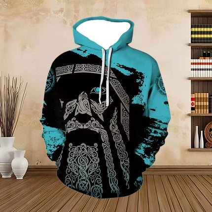 Men 3D Odin Viking Medieval Pullover Hoodies - Hoodies - PLstar Cosmos - Mad Fly Essentials