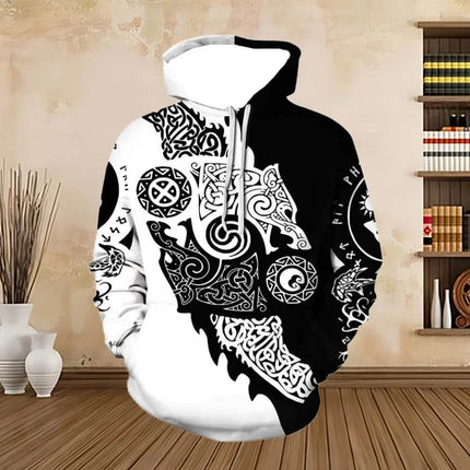 Men 3D Odin Viking Medieval Pullover Hoodies - Hoodies - PLstar Cosmos - Mad Fly Essentials