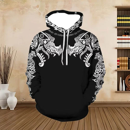 Men 3D Odin Viking Medieval Pullover Hoodies - Hoodies - PLstar Cosmos - Mad Fly Essentials