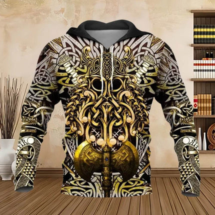 Men 3D Odin Viking Medieval Pullover Hoodies - Hoodies - PLstar Cosmos - Mad Fly Essentials