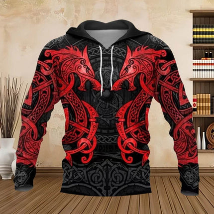 Men 3D Odin Viking Medieval Pullover Hoodies - Hoodies - PLstar Cosmos - Mad Fly Essentials
