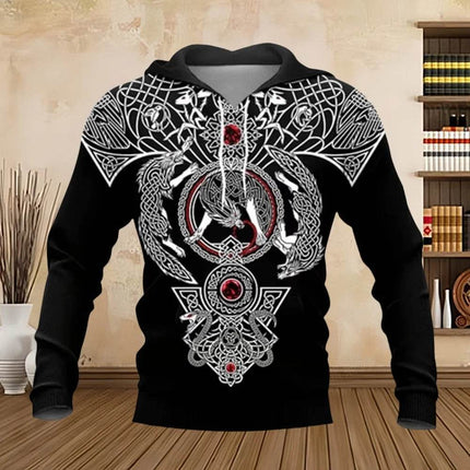 Men 3D Odin Viking Medieval Pullover Hoodies - Hoodies - PLstar Cosmos - Mad Fly Essentials