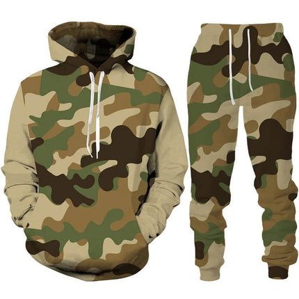 Men 3D Pants Hoodie Camo Set Tracksuit - Tracksuit - TrendSetter - Mad Fly Essentials