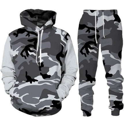 Men 3D Pants Hoodie Camo Set Tracksuit - Tracksuit - TrendSetter - Mad Fly Essentials