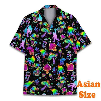 Men Psychedelic Mushroom Summer Fashion Apparel Hawaiian Lapel 3D Shirt - Shirt - Owlstream - Mad Fly Essentials