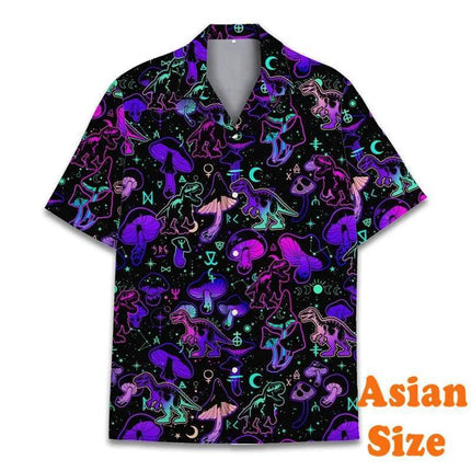 Men Psychedelic Mushroom Summer Fashion Apparel Hawaiian Lapel 3D Shirt - Shirt - Owlstream - Mad Fly Essentials