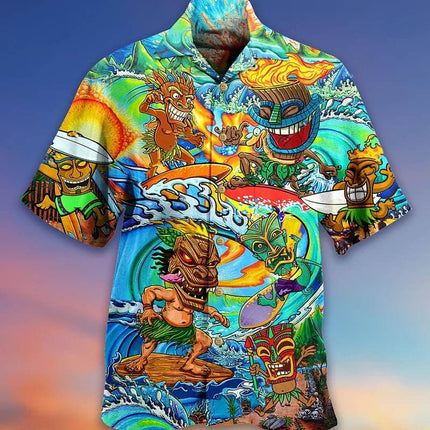 Men 3D Tiki Fashion Hawaiian Party Shirts - Mad Fly Essentials