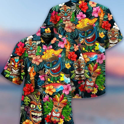 Men 3D Tiki Fashion Hawaiian Party Shirt - Shirt - Animal Elements - Mad Fly Essentials