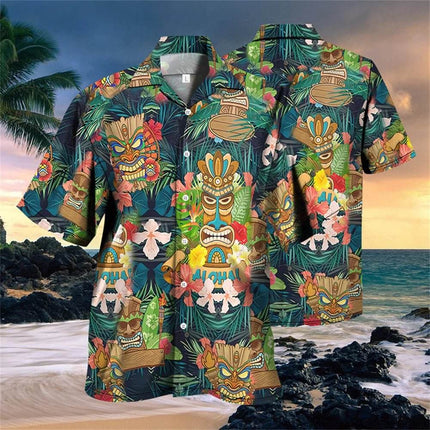Men 3D Tiki Fashion Hawaiian Party Shirt - Shirt - Animal Elements - Mad Fly Essentials