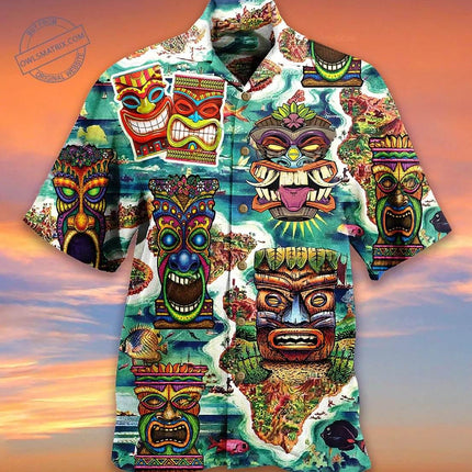 Men 3D Tiki Fashion Hawaiian Party Shirt - Shirt - Animal Elements - Mad Fly Essentials