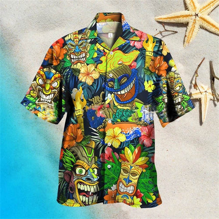 Men 3D Tiki Fashion Hawaiian Party Shirts - Mad Fly Essentials