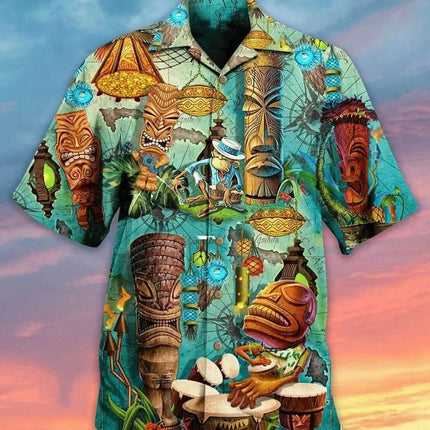 Men 3D Tiki Fashion Hawaiian Party Shirt - Shirt - Animal Elements - Mad Fly Essentials
