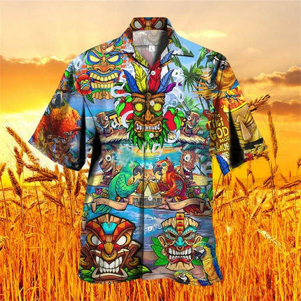 Men 3D Tiki Fashion Hawaiian Party Shirt - Shirt - Animal Elements - Mad Fly Essentials