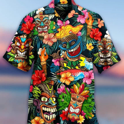 Men 3D Tiki Fashion Hawaiian Party Shirt - Shirt - Animal Elements - Mad Fly Essentials