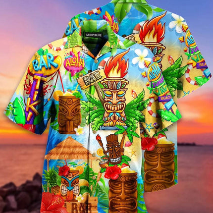 Men 3D Tiki Fashion Hawaiian Party Shirt - Shirt - Animal Elements - Mad Fly Essentials