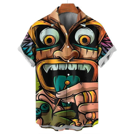 Men 3D Tiki Party Oversized Hawaiian Shirt - Shirt - Animal Elements - Mad Fly Essentials
