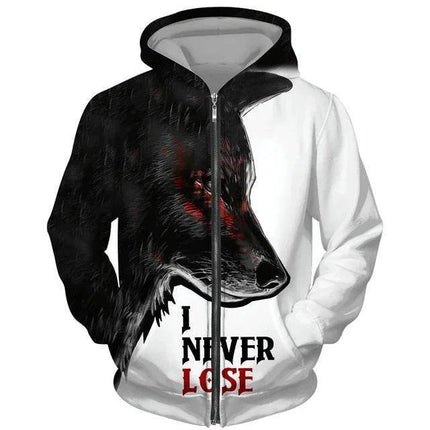 Men 3D Wolf Moon Zip Streetwear Hoodies - Hoodies - Animal Elements - Mad Fly Essentials