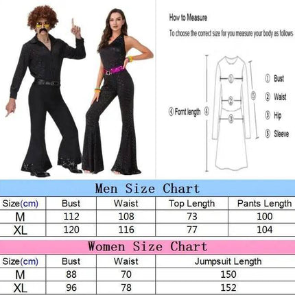 Men 70s Retro Couple Cosplay Costume Outfits - Mad Fly Essentials
