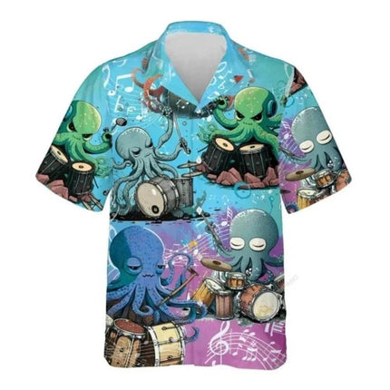 Men Animal Octopus Short Hawaiian Party Shirt - Mad Fly Essentials