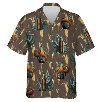 Men Animal Octopus Short Hawaiian Party Shirt - Shirt - Owlstream - Mad Fly Essentials