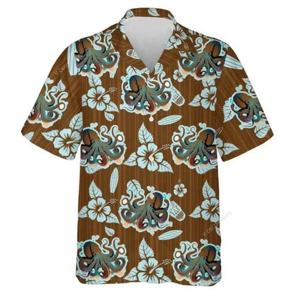 Men Animal Octopus Short Hawaiian Party Shirt - Shirt - Owlstream - Mad Fly Essentials
