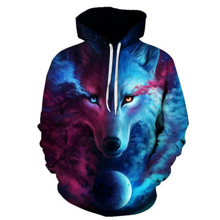 Men Animal Wolf Blue 3D Sweatshirt Hoodies - Mad Fly Essentials