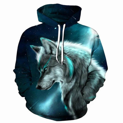 Men Animal Wolf Blue Sweatshirt 3D Hoodies - Hoodies - TrendSetter - Mad Fly Essentials