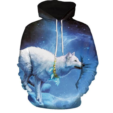 Men Animal Wolf Blue 3D Sweatshirt Hoodies - Mad Fly Essentials