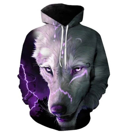 Men Animal Wolf Blue 3D Sweatshirt Hoodies - Mad Fly Essentials