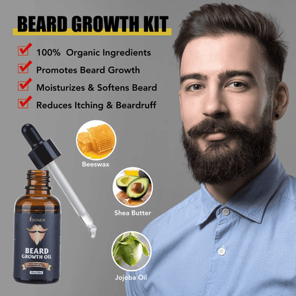 Men Beard Enhancer Oil Growth Kit - Mad Fly Essentials