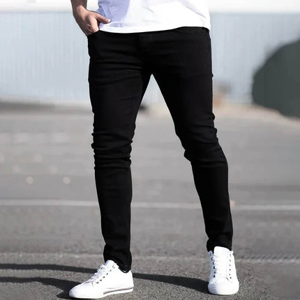 Men Black Blue Vintage Wash Jeans - Jeans - GINGTTO - Mad Fly Essentials