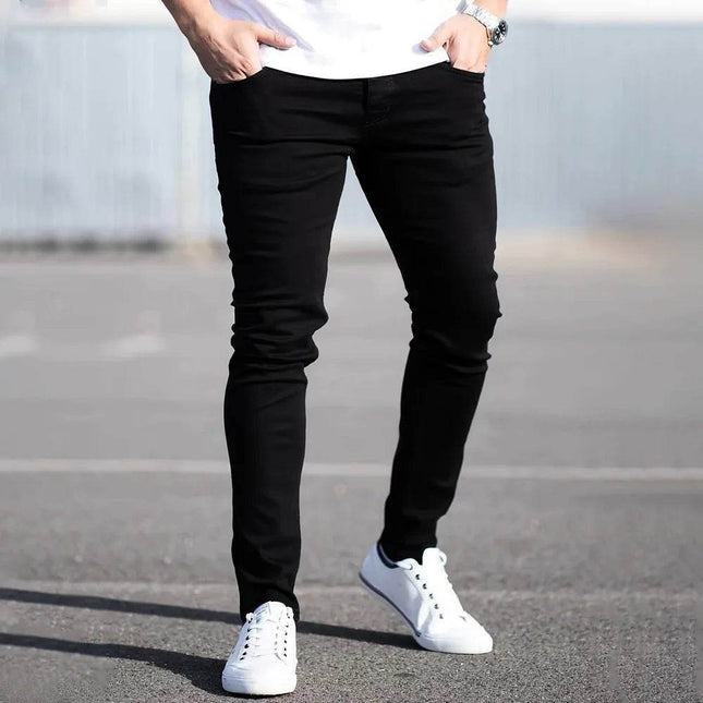 Men Black Blue Vintage Wash Jeans - Jeans - GINGTTO - Mad Fly Essentials