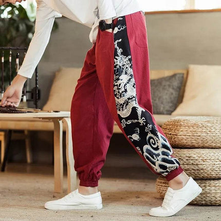 Men Black Chinese Dragon Harem Pants - Pants - Metaphor - Mad Fly Essentials