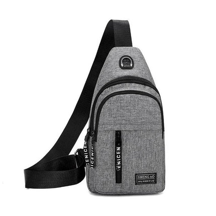 Men Grey Travel USB Crossbody Bag - Mad Fly Essentials
