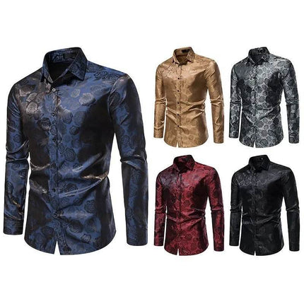 Men Fashion Black Rose Business Casual Shirt - Shirt - Maple King - Mad Fly Essentials
