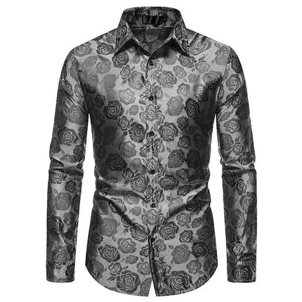 Men Fashion Black Rose Business Casual Shirt - Shirt - Maple King - Mad Fly Essentials