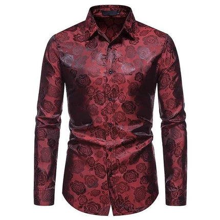 Men Fashion Black Rose Business Casual Shirt - Shirt - Maple King - Mad Fly Essentials