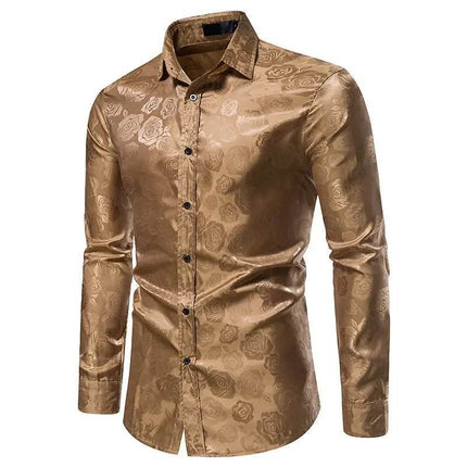 Men Fashion Black Rose Business Casual Shirt - Shirt - Maple King - Mad Fly Essentials